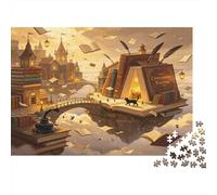 Biblioteca Fantástica Puente Puzzle de 1000 Piezas Puzzle para Adultos Escena Libros Voladores Juego de Puzzle 1000 Piezas Relajación Decoración Regalo 70x50cm/1000pcs