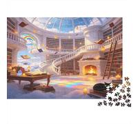 Biblioteca Fantástica Puzzle de 1000 Piezas Papel para Adultos Escena Mágica Juego de Puzzle 1000 Piezas Relajación Concentración Decoración Regalo 52x38cm/1000pcs