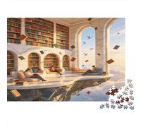 Biblioteca Fantástica Puzzle de 1000 Piezas Papel para Adultos Sala de Lectura en el Cielo Juego de Puzzle para Toda la Familia Relajación Decoración Regalo 52x38cm/1000pcs
