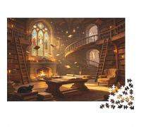 Biblioteca Fantástica Puzzle de 1000 Piezas Papel para Adultos Sala Mágica Puzzle para Toda la Familia Relajación Decoración Regalo 52x38cm/1000pcs