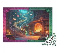 Biblioteca Fantástica Puzzle de 1000 Piezas Papel Puzzle para Adultos Libros Mágicos Volando Juego de Puzzle 1000 Piezas Relajación Decoración Regalo 70x50cm/1000pcs