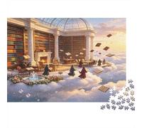 Biblioteca Fantástica Puzzle de 1000 Piezas Papel Puzzle para Adultos Mundo de Libros en Nubes Ocio Relajación Decoración Hogar Regalo 70x50cm/1000pcs