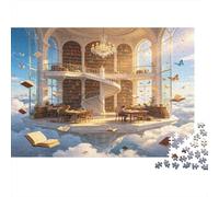 Biblioteca Fantástica Puzzle de 1000 Piezas Set de Puzzle 1000 Piezas Papel para Adultos Sala de Libros en Nubes Relajante Concentración Decoración Regalo 70x50cm/1000pcs