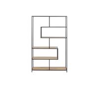 Biblioteca industrial metal negro y madera L114 cm TRESCA