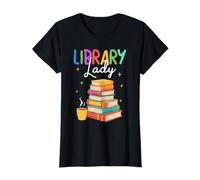 Biblioteca Lady Book Stack Café Bibliotecaria Amante de los Libros Camiseta
