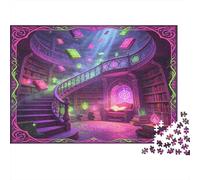 Biblioteca Mágica Puzzle de 1000 Piezas Papel para Adultos Escalera en Espiral Luz Fantástica Relajación Decoración Hogar Regalo 70x50cm/1000pcs