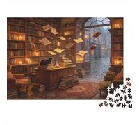 Biblioteca Mágica Puzzle de 1000 Piezas Papel para Adultos Librería Nocturna Juego Relajante Decoración Familiar Regalo 38x26cm/1000pcs