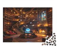 Biblioteca Mágica Puzzle de 1000 Piezas Papel para Adultos Sala de Lectura Fantástica Relajante Decoración Hogar Regalo Familiar 38x26cm/1000pcs