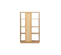 Biblioteca separadora con almacenamientos acabado madera clara roble y trenzado ratán L100 cm ALICANTE