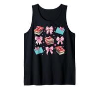 Bibliotecaria, biblioteca, libros, niña, coqueta, lazo rosa, mamá Camiseta sin Mangas