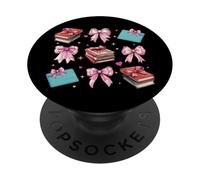 Bibliotecaria, biblioteca, libros, niña, coqueta, lazo rosa, mamá PopSockets PopGrip Adhesivo