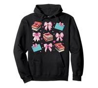 Bibliotecaria, biblioteca, libros, niña, coqueta, lazo rosa, mamá Sudadera con Capucha