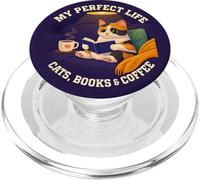 Bibliotecaria de My Life Calico Cat Books & Coffee Bookworm PopSockets PopGrip para MagSafe