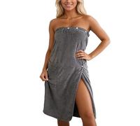 BIBOKAOKE Albornoz para mujer, toalla de sauna, poncho de baño, bata para mujer, ligera toalla de sauna, toalla grande con botones de presión, toalla de rizo para sauna, Estilo#h01 Gris, talla única
