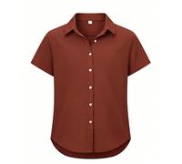 BIBOKAOKE Blusas para niñas, camisa delgada de verano ligera de manga corta camisas casuales para niños, camisetas informales, blusa de muselina holgada camisa de verano botones solapa camisa de