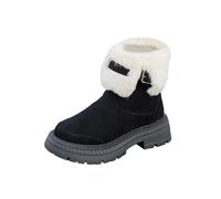 BIBOKAOKE Botas de invierno para mujer, forradas, impermeables, cálidas y cálidas, con tacón de plataforma, botas de invierno, cómodas, suela antideslizante, botas cortas, Estilo M01 Negro, 37 EU