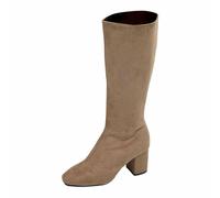 BIBOKAOKE Botas de mujer con cremallera lateral Zapatos de invierno cálidas Botas de equitación de gamuza botas largas hasta la rodilla Botas altas cómodas Botas de invierno puntiagudas Botas de