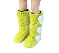 BIBOKAOKE Botas de piel sintética para mujer, botas de invierno cálidas con punta redonda de gamuza botas de nieve decoradas con amor Botas de invierno cómodas de felpa zapatos planos para interior y