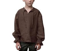 BIBOKAOKE Camisa medieval para niños de manga larga, disfraz de pirata, blusa renacentista, blusa con volantes, informal, cosplay, cómoda, camiseta de manga larga, informal, disfraz de teatro