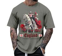 BIBOKAOKE Camiseta de cuello redondo para hombre con diseño de caballeros y Inglaterra, camiseta de manga corta con bandera de San Jorge, camiseta informal para fans y uso diario, Estilo#z06 Gris, 5XL