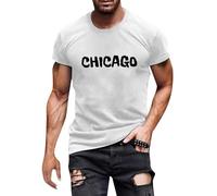 BIBOKAOKE Camiseta de hombre con cuello redondo Chicago manga corta tops camiseta de manga corta hombres corte regular camiseta callejera blusa ligera y transpirable camiseta deportiva para hombre
