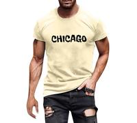 BIBOKAOKE Camiseta de hombre con cuello redondo Chicago manga corta tops camiseta de manga corta hombres corte regular camiseta callejera blusa ligera y transpirable camiseta deportiva para hombre