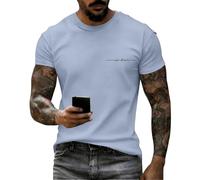 BIBOKAOKE Camiseta de manga corta para hombre con textura gofre, ligera y elástica, cuello redondo, camiseta básica moderna para el día a día, ocio y urbano, Style#r04 Blue, XL