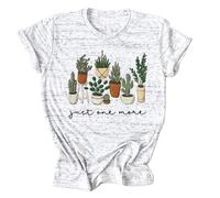 BIBOKAOKE Camiseta de manga corta para mujer con estampado de plantas, camiseta informal con texto just one more, camiseta informal de manga corta cómoda camiseta de verano, Style#i04 Blanco, L