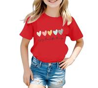 BIBOKAOKE Camiseta de manga corta para niña con texto en inglés "Heart" con texto en inglés "Locker" y cuello redondo | Camiseta de moda para el juego y la escuela