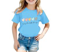 BIBOKAOKE Camiseta de manga corta para niña con texto en inglés "Heart" con texto en inglés "Locker" y cuello redondo | Camiseta de moda para el juego y la escuela