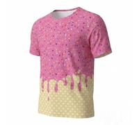 BIBOKAOKE Camiseta de manga corta para niño con estampado de helado - Camiseta informal con chispas de colores | Atractiva camiseta de ocio para verano y fiestas