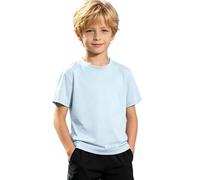 BIBOKAOKE Camiseta de manga corta para niño de color liso para verano, cómoda camiseta con ajuste agradable a la piel, parte superior transpirable para parque de atracciones y excursiones escolares