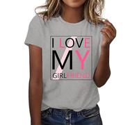 BIBOKAOKE Camiseta de mujer con cuello redondo, camiseta de día de San Valentín, camiseta urbana, camiseta de manga corta, ligera y transpirable, camiseta de manga corta, camiseta deportiva, blusas