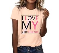 BIBOKAOKE Camiseta de mujer con cuello redondo, camiseta de día de San Valentín, camiseta urbana, camiseta de manga corta, ligera y transpirable, camiseta de manga corta, camiseta deportiva, blusas