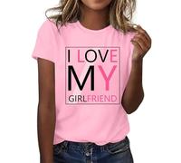 BIBOKAOKE Camiseta de mujer con cuello redondo, camiseta de día de San Valentín, camiseta urbana, camiseta de manga corta, ligera y transpirable, camiseta de manga corta, camiseta deportiva, blusas