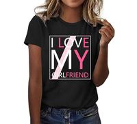 BIBOKAOKE Camiseta de mujer con cuello redondo, camiseta de día de San Valentín, camiseta urbana, camiseta de manga corta, ligera y transpirable, camiseta de manga corta, camiseta deportiva, blusas