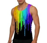 BIBOKAOKE Camiseta de tirantes para hombre con estampado de bandera de Estados Unidos arcoíris, parte superior que realza la figura con cuello redondo | Top declaración para eventos del orgullo y ocio