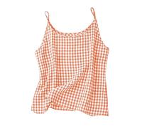 BIBOKAOKE Camiseta de verano para niña, informal, con estampado a cuadros, cómoda blusa sin mangas, informal, chaleco ligero, elegante camiseta de manga corta para el tiempo libre y el día a día
