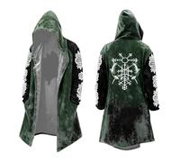 BIBOKAOKE Capa de estilo medieval para hombre con estampado vikingo de mitología nórdica, sudadera con capucha de manga larga, aspecto místico elegante para festival, cosplay y ropa de calle, Estilo