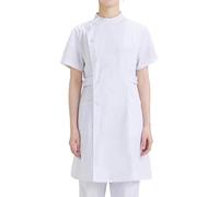 BIBOKAOKE Casaca con botones para mujer, manga corta, bolsillos y fijación oculta con botones de presión, Blanco, L