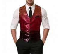 BIBOKAOKE Chaleco para hombre con lentejuelas brillantes, para discoteca, bar, noche de esmoquin, tuxedo, fiesta, festivo, elegante, con lentejuelas degradadas, chaleco de traje, chaleco de trabajo