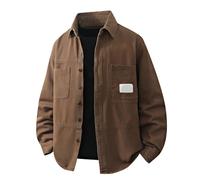 BIBOKAOKE Chaqueta de hombre de estilo oversize - Chaqueta de camisa informal con cuello de solapa clásico y bolsillos en el pecho | Moderna chaqueta vaquera para el día a día, ocio y ropa de calle