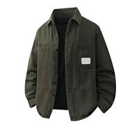 BIBOKAOKE Chaqueta de hombre de estilo oversize - Chaqueta de camisa informal con cuello de solapa clásico y bolsillos en el pecho | Moderna chaqueta vaquera para el día a día, ocio y ropa de calle