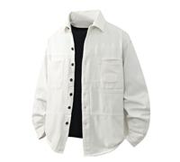 BIBOKAOKE Chaqueta de hombre de estilo oversize - Chaqueta de camisa informal con cuello de solapa clásico y bolsillos en el pecho | Moderna chaqueta vaquera para el día a día, ocio y ropa de calle