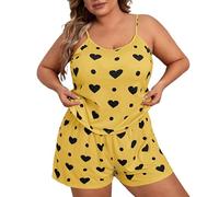 BIBOKAOKE Conjunto de pijama corto para mujer, camiseta de manga corta de 2 piezas, camiseta y pantalones cortos, ropa de dormir de gran tamaño, ropa de dormir, ropa de dormir, ropa de casa informal