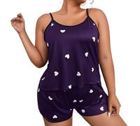 BIBOKAOKE Conjunto de pijama corto para mujer, camiseta de manga corta de 2 piezas, camiseta y pantalones cortos, ropa de dormir de gran tamaño, ropa de dormir, ropa de dormir, ropa de casa informal