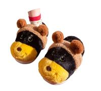 BIBOKAOKE Pantuflas para mujer con diseño de abejas - Pantuflas cálidas de felpa con bonito diseño de animales y forro suave | Cómodas pantuflas para interior y exterior, Estilo O01 Amarillo, 36/37 EU