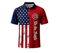 BIBOKAOKE Polo para hombre con bandera de EE. UU. 250 años - Camisa de manga corta con estampado de bandera y texto "We The People" | Camiseta patriótica para celebraciones, Style#g04 Vino Rojo, 3XL