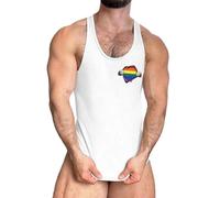 BIBOKAOKE Pride - Camiseta de tirantes para hombre con diseño de corazón arcoíris - Parte superior informal con estampado 3D RIPP | Cool Muscle Shirt para orgullo y ocio, Estilo#j04 Blanco, L