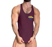 BIBOKAOKE Pride - Camiseta de tirantes para hombre con diseño de corazón arcoíris - Parte superior informal con estampado 3D RIPP | Cool Muscle Shirt para orgullo y ocio, Estilo#j03 Vino Rojo, L